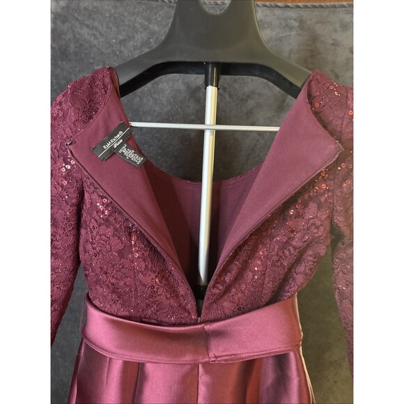 R & M Richards Red Asymmetrical High-Low Cocktail Dress 6P BURGUNDY color - Picture 10 of 11